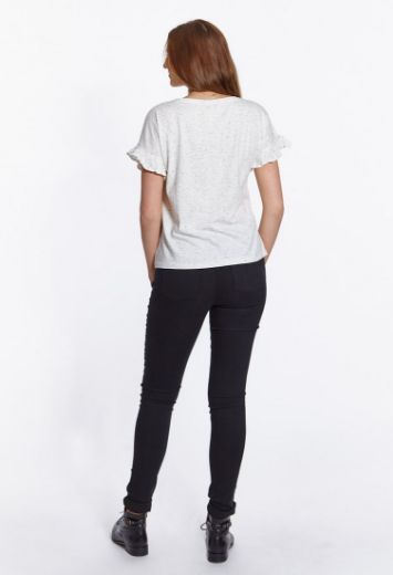 Bild von Oversized T-Shirt mit Rüschen, weiss méliert