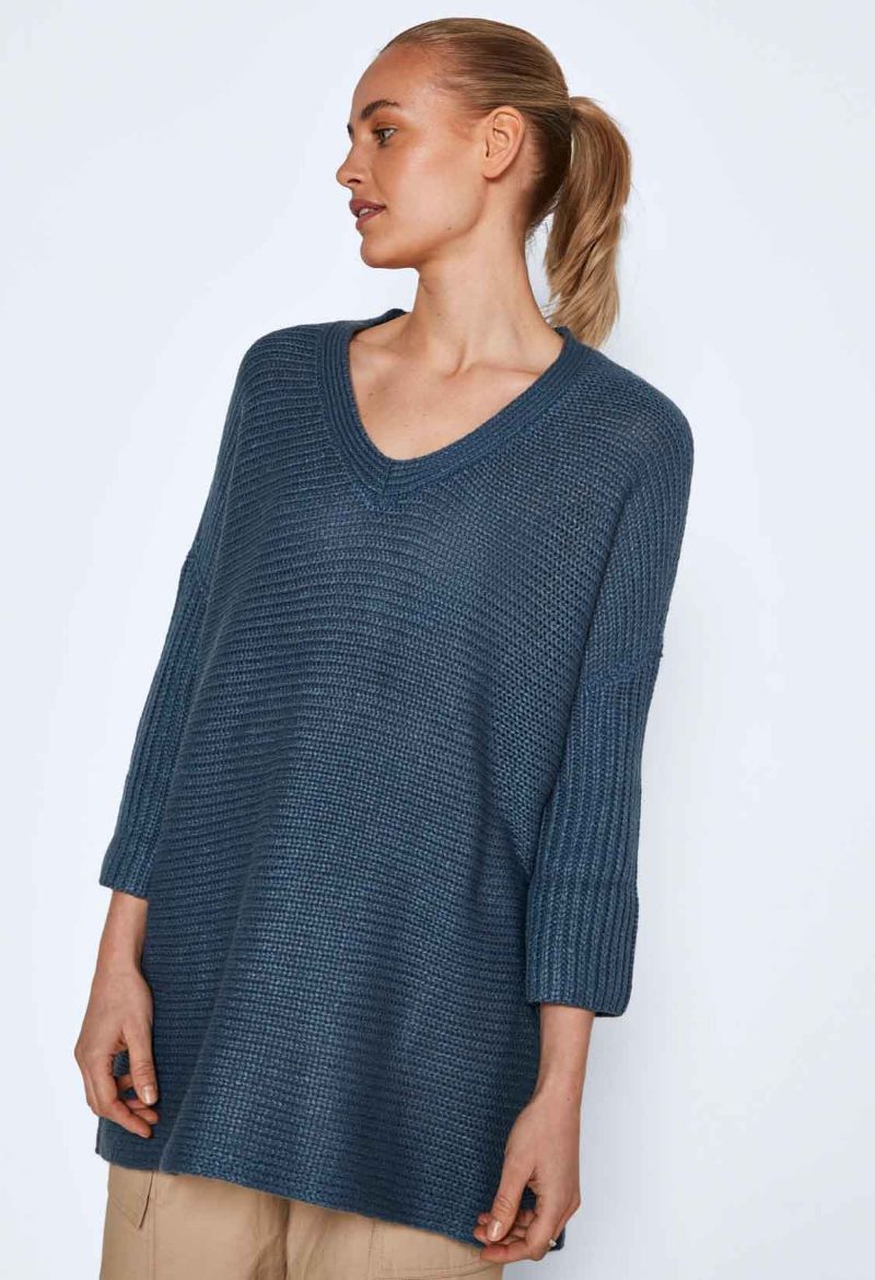 Image de NM Vero Moda Tall Vera Pull en maille à col en V et manches 3/4