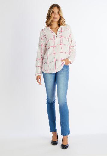 Bild von Baumwolle Bluse, weiss pink