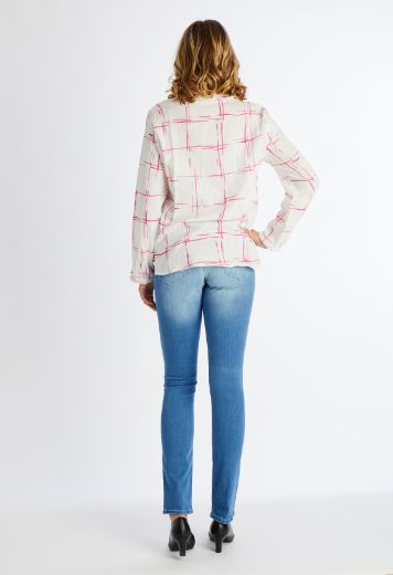 Bild von Baumwolle Bluse, weiss pink
