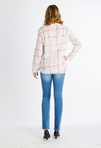 Bild von Baumwolle Bluse, weiss pink