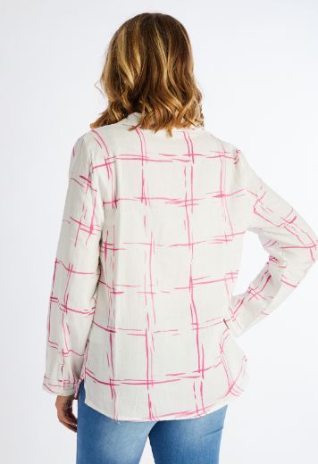 Bild von Baumwolle Bluse, weiss pink