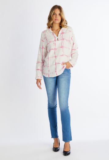 Bild von Baumwolle Bluse, weiss pink