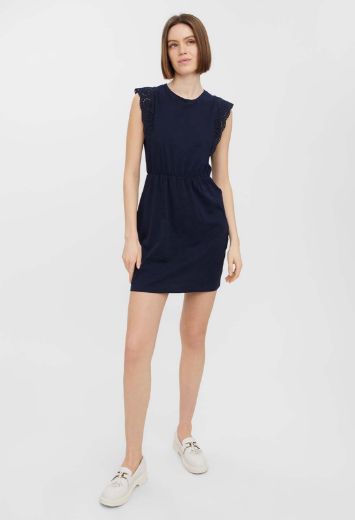 Image de Vero Moda Tall Hollyn Mini Robe avec Dentelle, bleu marine