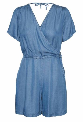 Image de Vero Moda Tall Liliana Combishort Tencel Denim, denim bleu moyen à pois