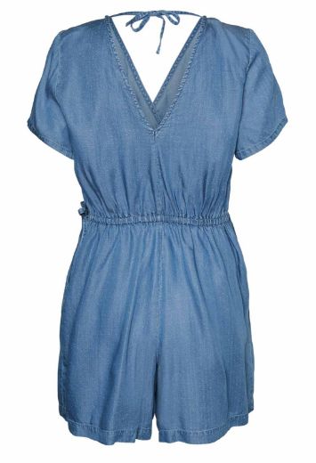 Image de Vero Moda Tall Liliana Combishort Tencel Denim, denim bleu moyen à pois