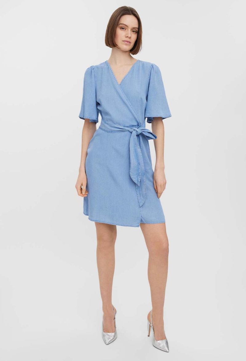 Image de Vero Moda Tall Liliana Robe Courte Portefeuille en Tencel