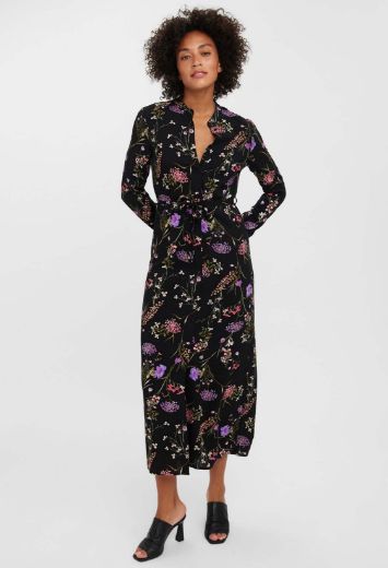 Image de Vero Moda Tall Easy Robe Chemise Mi-Longue, noir mille fleur