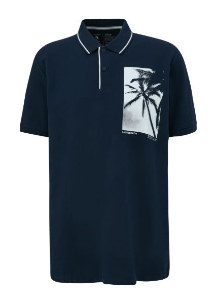 Show details for Tall Men Polo Shirt with Print, dark blue Picture of Tall Men Polo Shirt with Print, dark blue