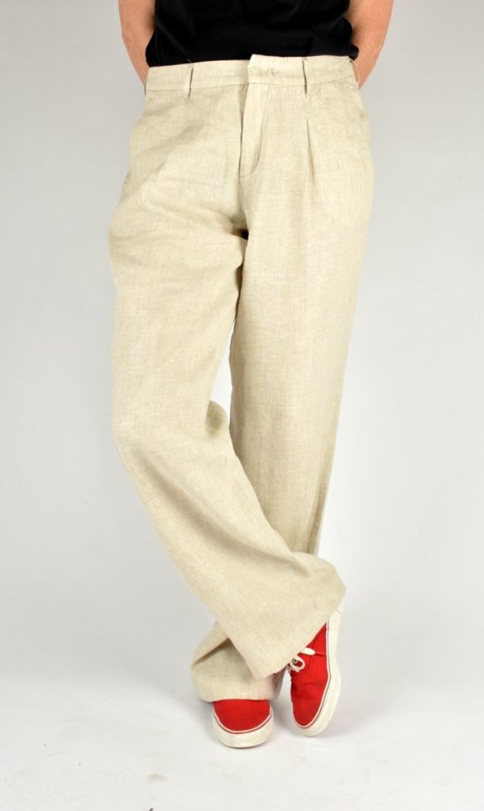 Picture of Tall Wide Leg Linen Trousers Mia L38 Inch