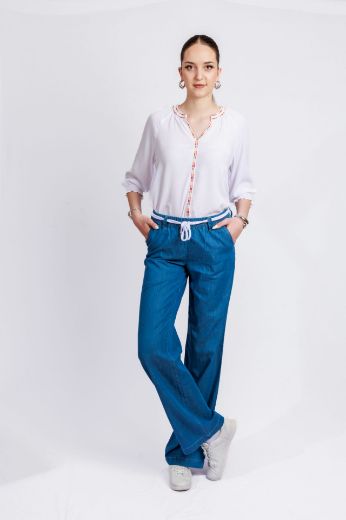 Picture of Tall Bahia Wide Slip-on Trousers L38 Inch, mid blue denim