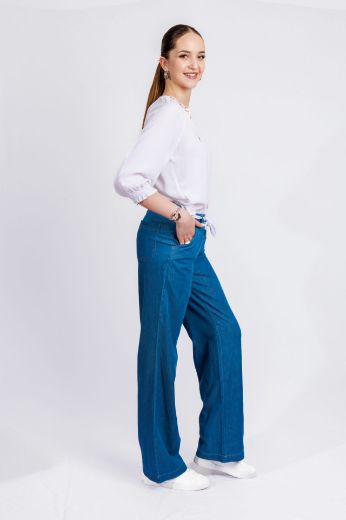 Picture of Tall Bahia Wide Slip-on Trousers L38 Inch, mid blue denim