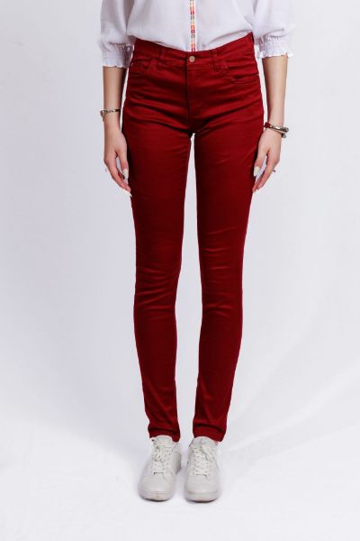 Show details for Tall Slim Fit 5-Pocket Style Ladies Trousers L36 inch, bordeaux red Picture of Tall Slim Fit 5-Pocket Style Ladies Trousers L36 inch, bordeaux red