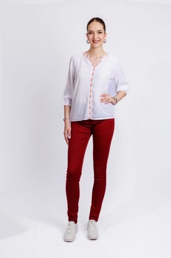 Bild von Tall Slim Fit 5-Pocket Style Damen Hose L36 Inch, bordeaux rot