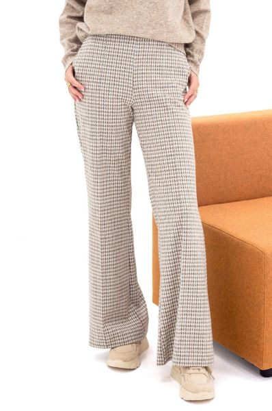 Agrandir l'image de Tall Pantalon Femme Jambe Large Pied de Poule L37 Inch, gris sable Image de Tall Pantalon Femme Jambe Large Pied de Poule L37 Inch, gris sable