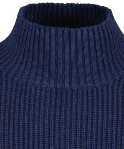 Image de Tall Homme Pull Tricot Côtelé Col Montant, bleu jean