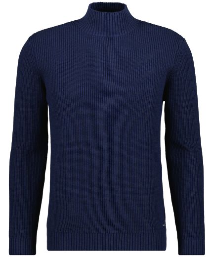 Picture of Tall Men Rib Knit Jumper Stand-Up Collar, jeans blue