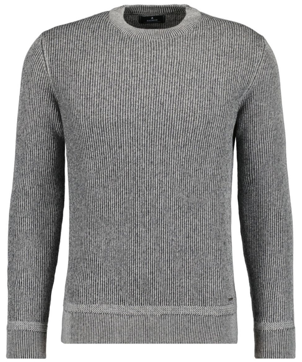 Bild von Tall Herren Strickpullover Bicolour Baumwolle-Kaschmir, light grey