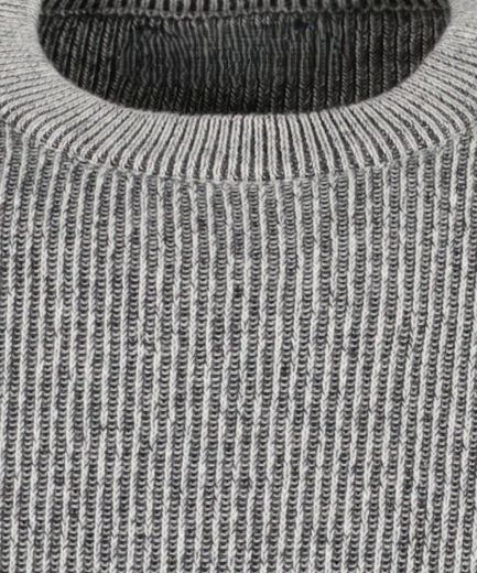 Bild von Tall Herren Strickpullover Bicolour Baumwolle-Kaschmir, light grey