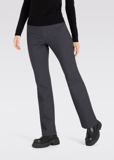 Image de Tall Pantalon Femme Flare Jersey L36 Inch, noir gris patterné