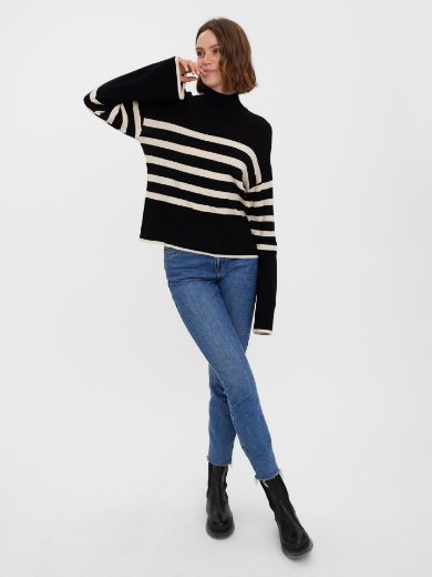 Picture of Vero Moda Tall Knit Jumper Turtleneck, black white