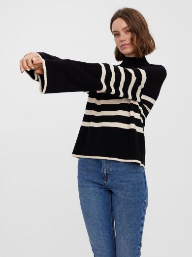 Picture of Vero Moda Tall Knit Jumper Turtleneck, black white