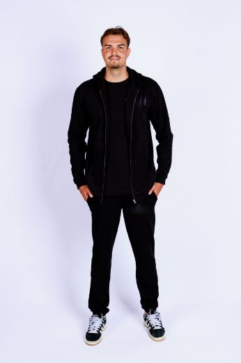 Picture of Tall Men Hoodie Jacket Organic Cotton, black