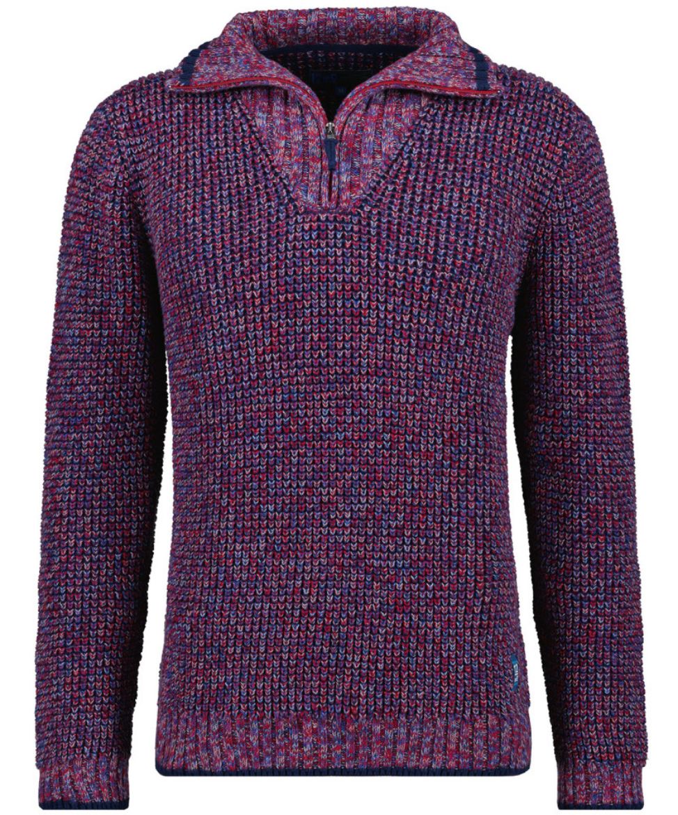 Bild von Tall Herren Troyer Strickpullover, multicolor blue red