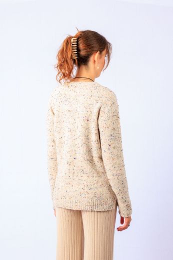 Picture of Tall Ladies Knit Jumper, cream multicolour