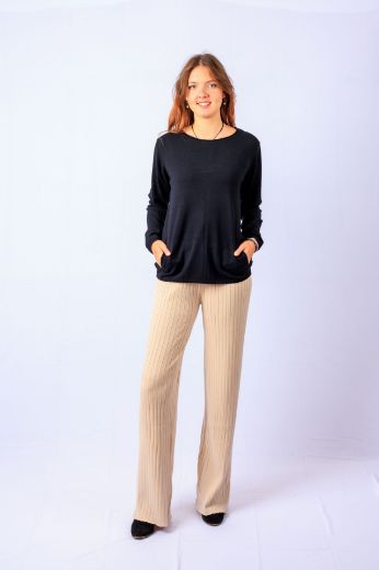 Image de Tall Pantalon Femme Large Tricot Longueur 36 Pouces