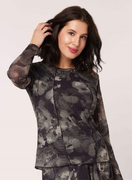 Agrandir l'image de Tall Femme T-Shirt Manches Longues Mesh, noir beige naturel Image de Tall Femme T-Shirt Manches Longues Mesh, noir beige naturel