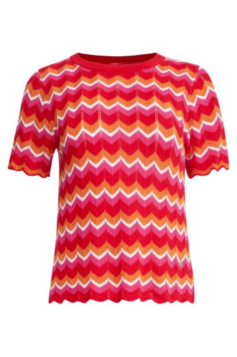 Bild von Strick Top Muster, red pink multi