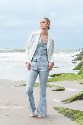 Image de Tall Dames Gilet Extra Long, bleu clair mélangé
