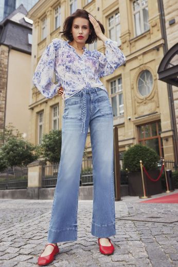 Picture of Tall Judy Wide Leg Women Jeans L37 Inch, tropical blue
