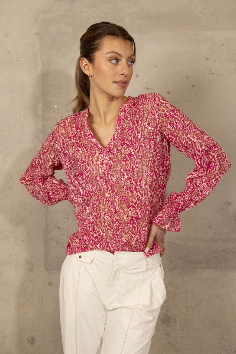 Picture of Tall Blouse Print Extra Long, pink multi-colour