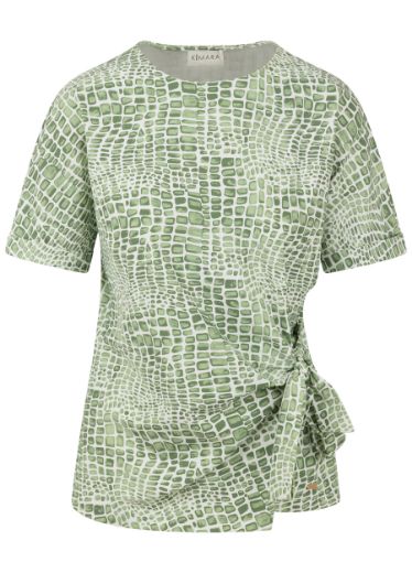 Picture of Tall Women T-Shirt Top Extra Long, jade green croc print