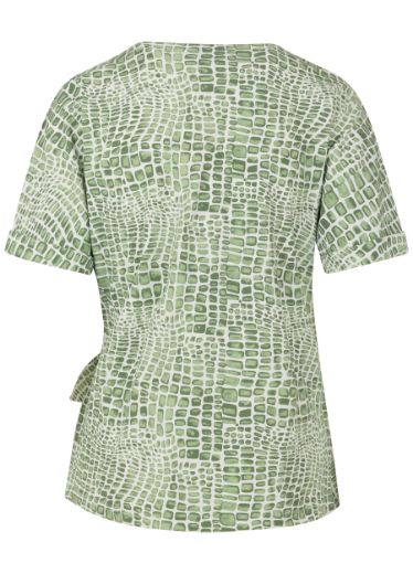 Picture of Tall Women T-Shirt Top Extra Long, jade green croc print