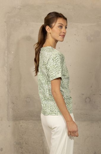 Picture of Tall Women T-Shirt Top Extra Long, jade green croc print