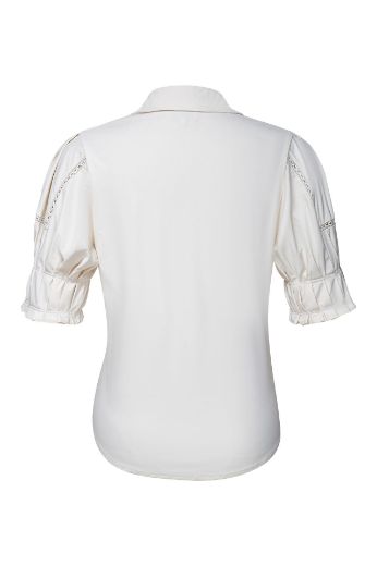 Bild von Tall Damen Kurzarm Bluse Stickerei, salt