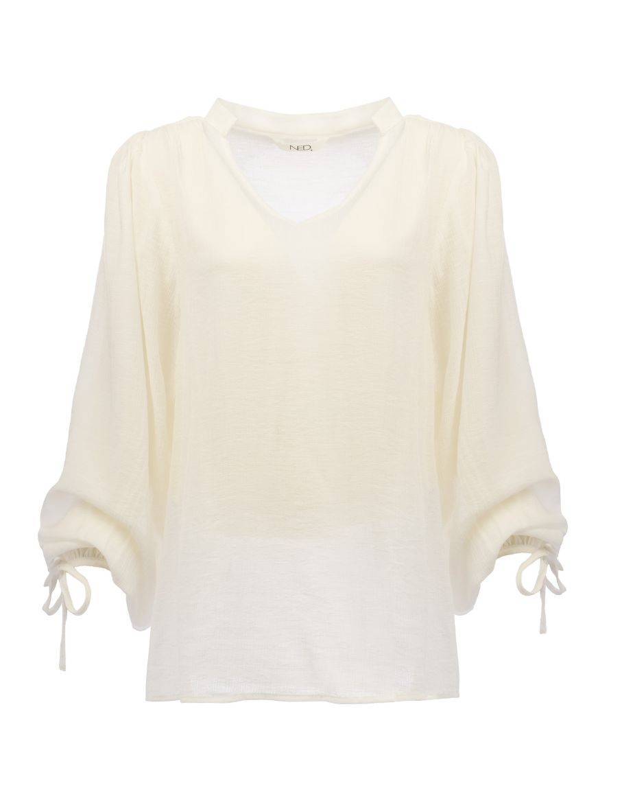 Bild von Tall Damen Blusen Top Extra Lang, ecru