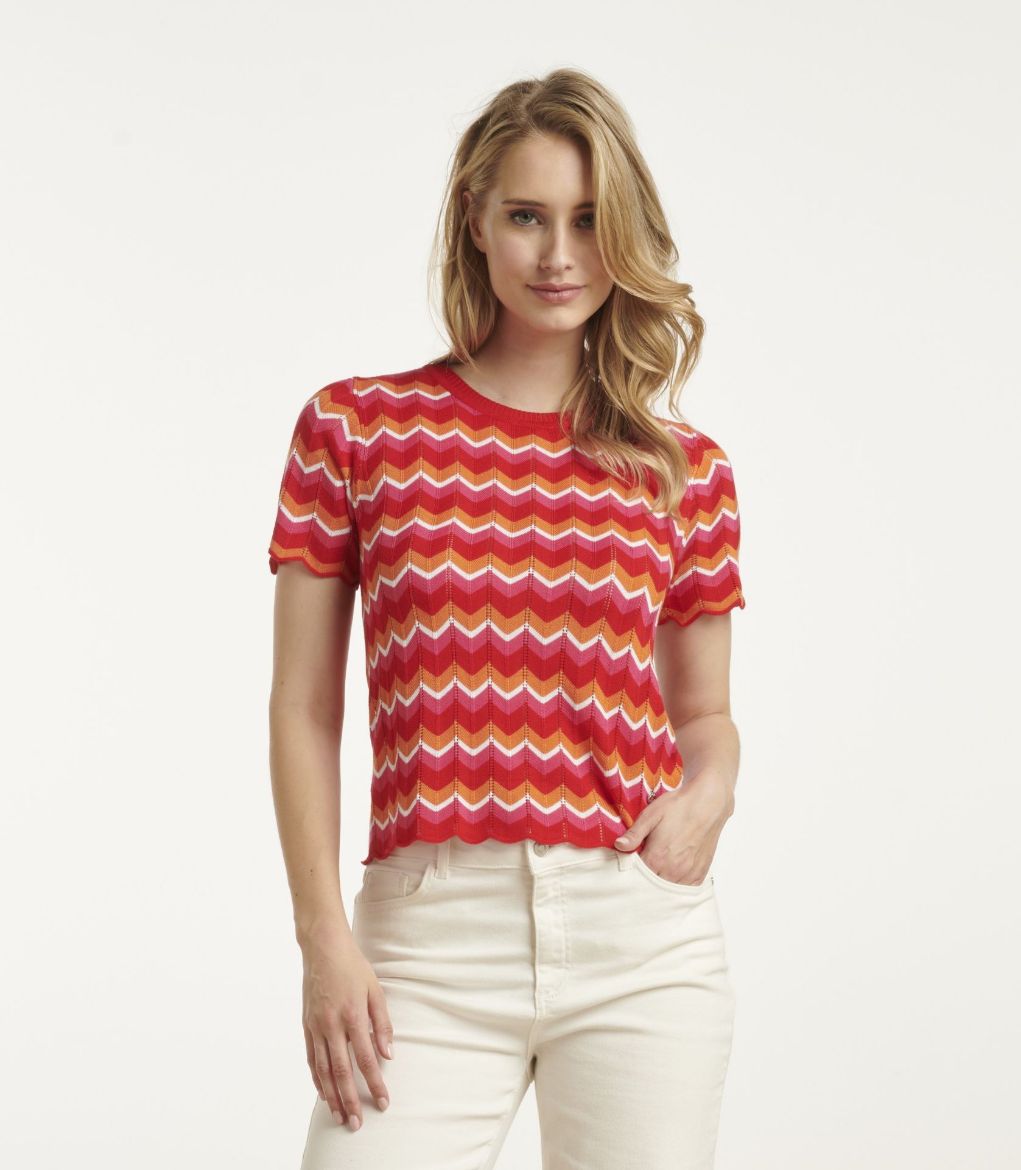 Bild von Strick Top Muster, red pink multi