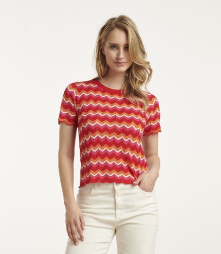 Bild von Strick Top Muster, red pink multi