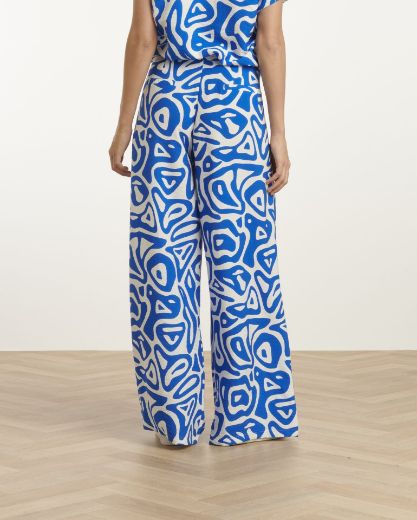 Picture of Tall Ladies Wide Leg Trousers L37 Inch, cobalt blue print