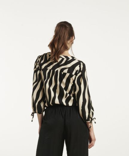 Picture of Tall Blouse Top Extra Long, black offwhite