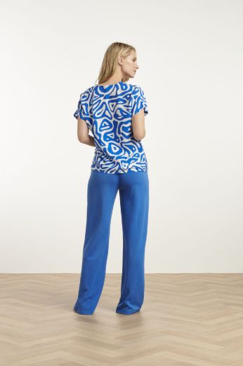Picture of Tall Women Blouse V-Neck Extra Long, cobalt blue white
