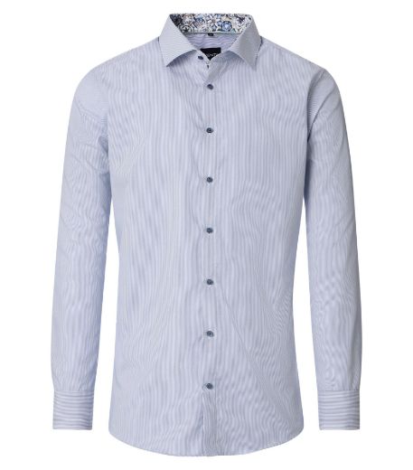 Picture of Tall Men Business Shirt Modern Fit Sleeves 72 cm, blue fine stripes