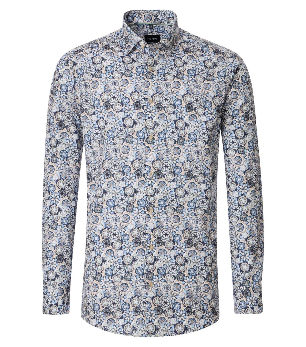 Bild von Tall Herrenhemd Modern Fit Ärmel 72 cm, blau fashion print
