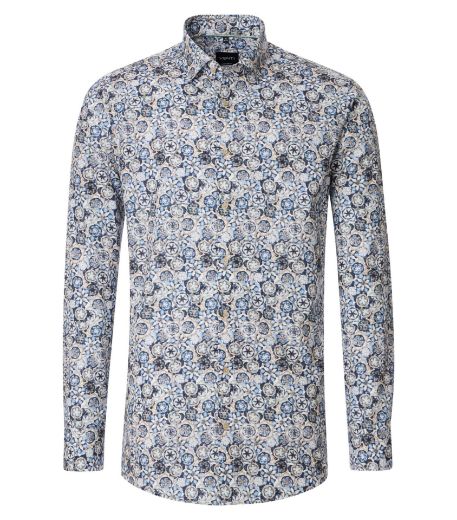 Bild von Tall Herrenhemd Modern Fit Ärmel 72 cm, blau fashion print