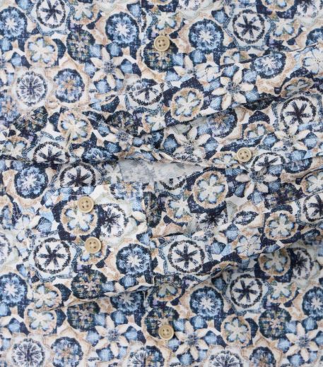 Bild von Tall Herrenhemd Modern Fit Ärmel 72 cm, blau fashion print