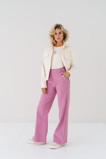 Picture of Tall Ladies Trousers Button Flare Extra Long, purple violet